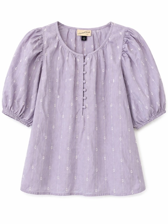 Universal Thread Tops - Universal Thread Blouse lavender dotted Swiss short puff sleeves size XL